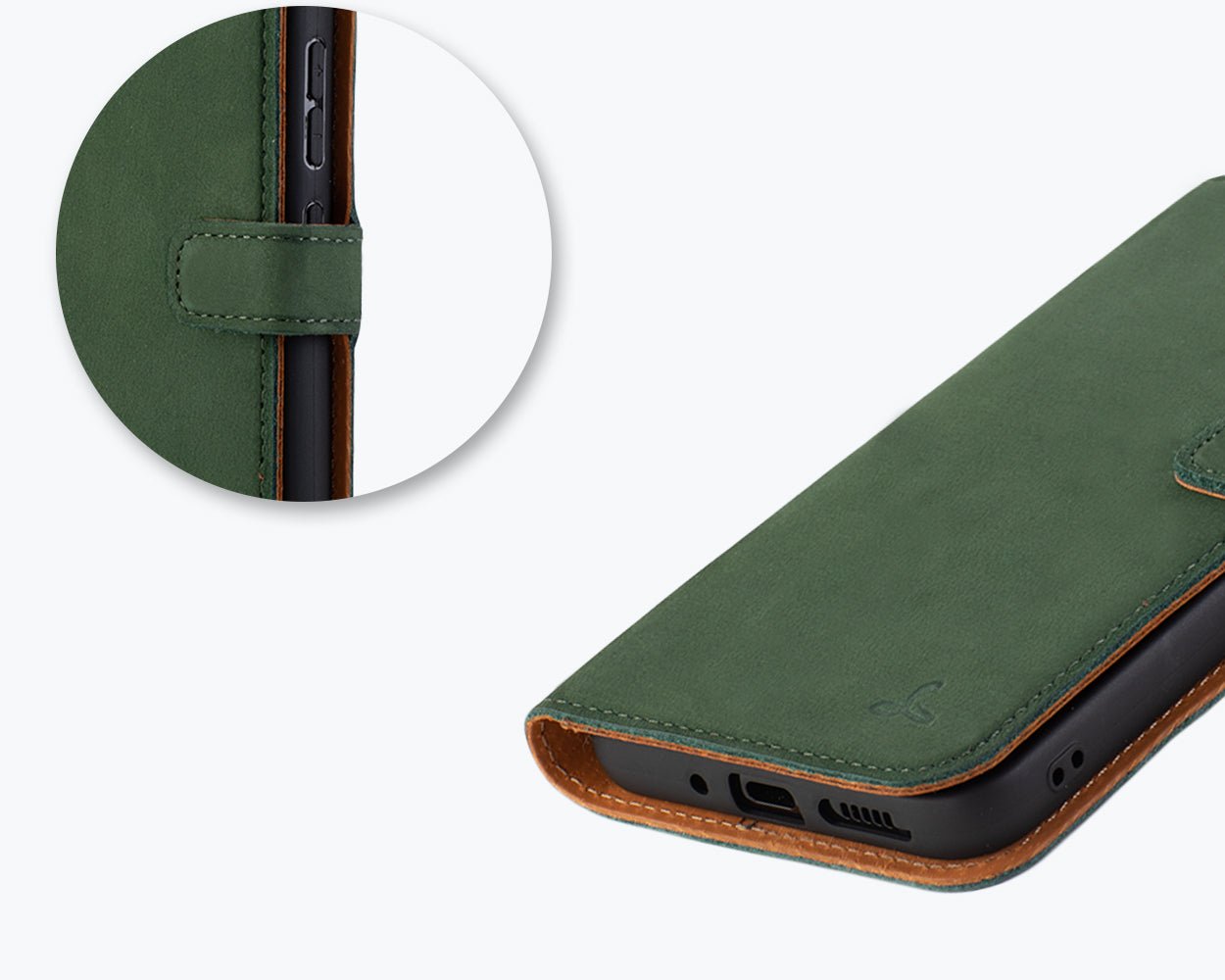 Vintage Leather Wallet - Samsung Galaxy A34 Bottle Green Samsung Galaxy A34 - Snakehive UK