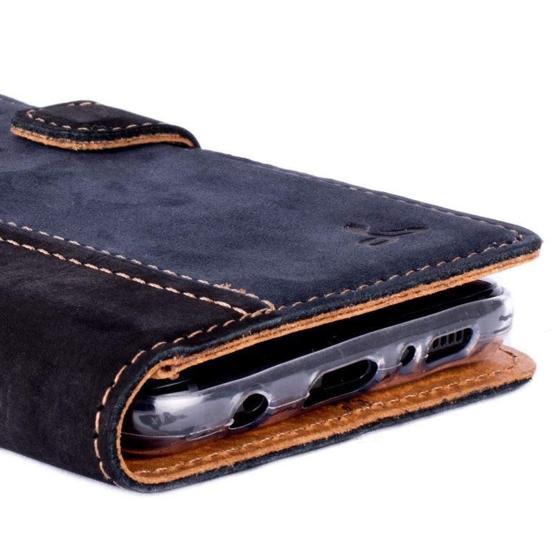 Samsung Galaxy S8 Plus - Vintage Two Tone Leather Wallet (Almost Perfect) TT Black/Plum Samsung Galaxy S8 Plus - Snakehive UK