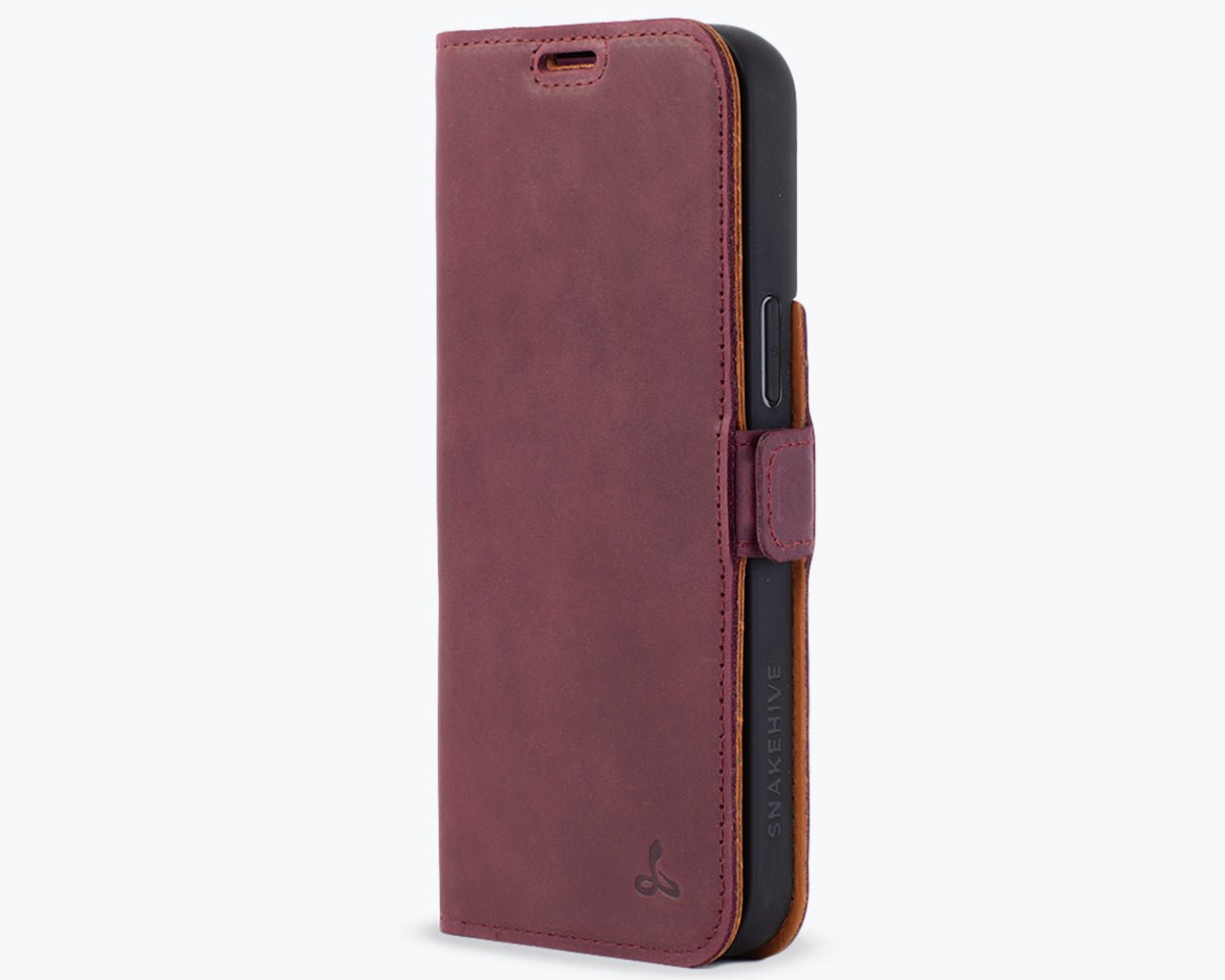 Apple iPhone 14 Pro Max - Vintage Leather Wallet (Side Clasp) Plum Apple iPhone 14 Pro Max - Snakehive UK
