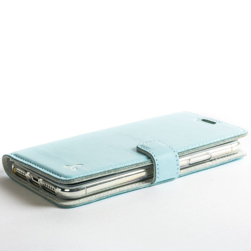 Pastel Leather Wallet - Apple iPhone XS Max Mint Green Apple iPhone XS Max - Snakehive UK