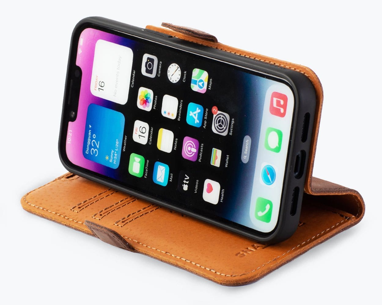 Apple iPhone 14 - Vintage Leather Wallet (Side Clasp) Black Apple iPhone 14 - Snakehive UK