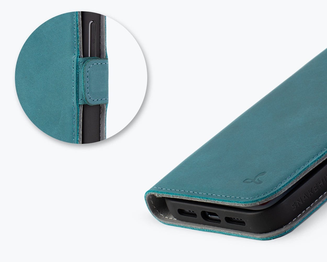 Apple iPhone 14 - Vintage Leather Wallet (Side Clasp) Black Apple iPhone 14 - Snakehive UK