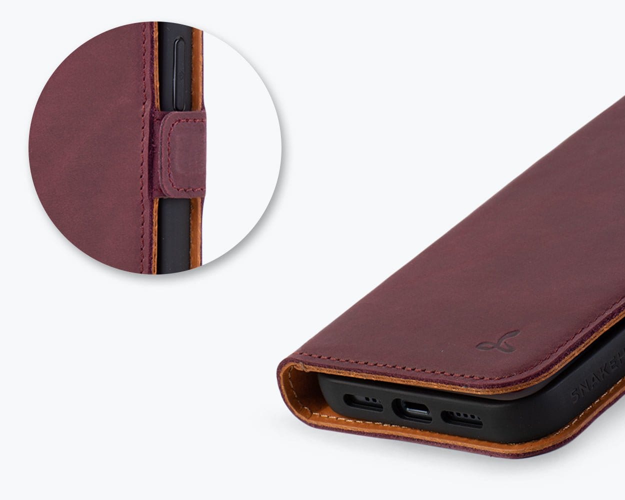 Apple iPhone 14 - Vintage Leather Wallet (Side Clasp) Black Apple iPhone 14 - Snakehive UK