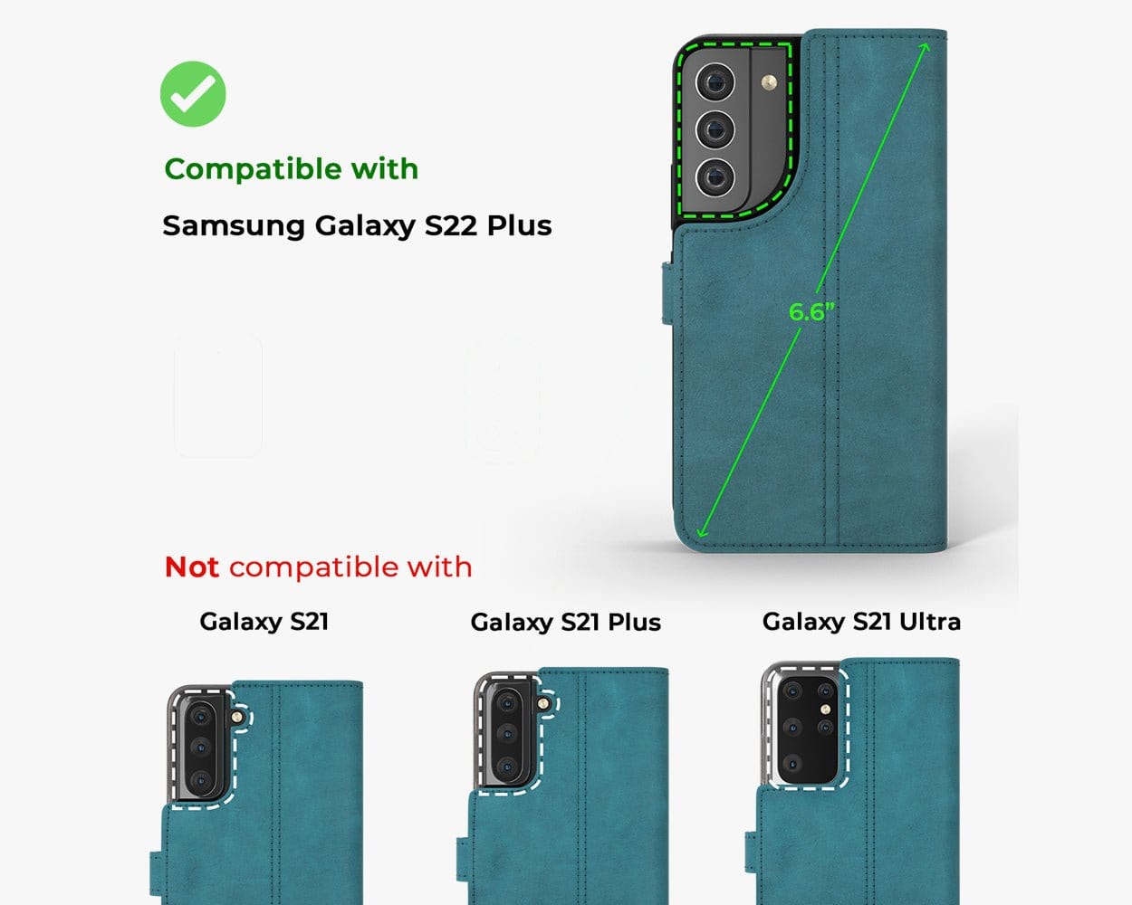 Samsung Galaxy S22 Plus - Vintage Leather Wallet (Almost Perfect) Teal Samsung Galaxy S22 Plus - Snakehive UK