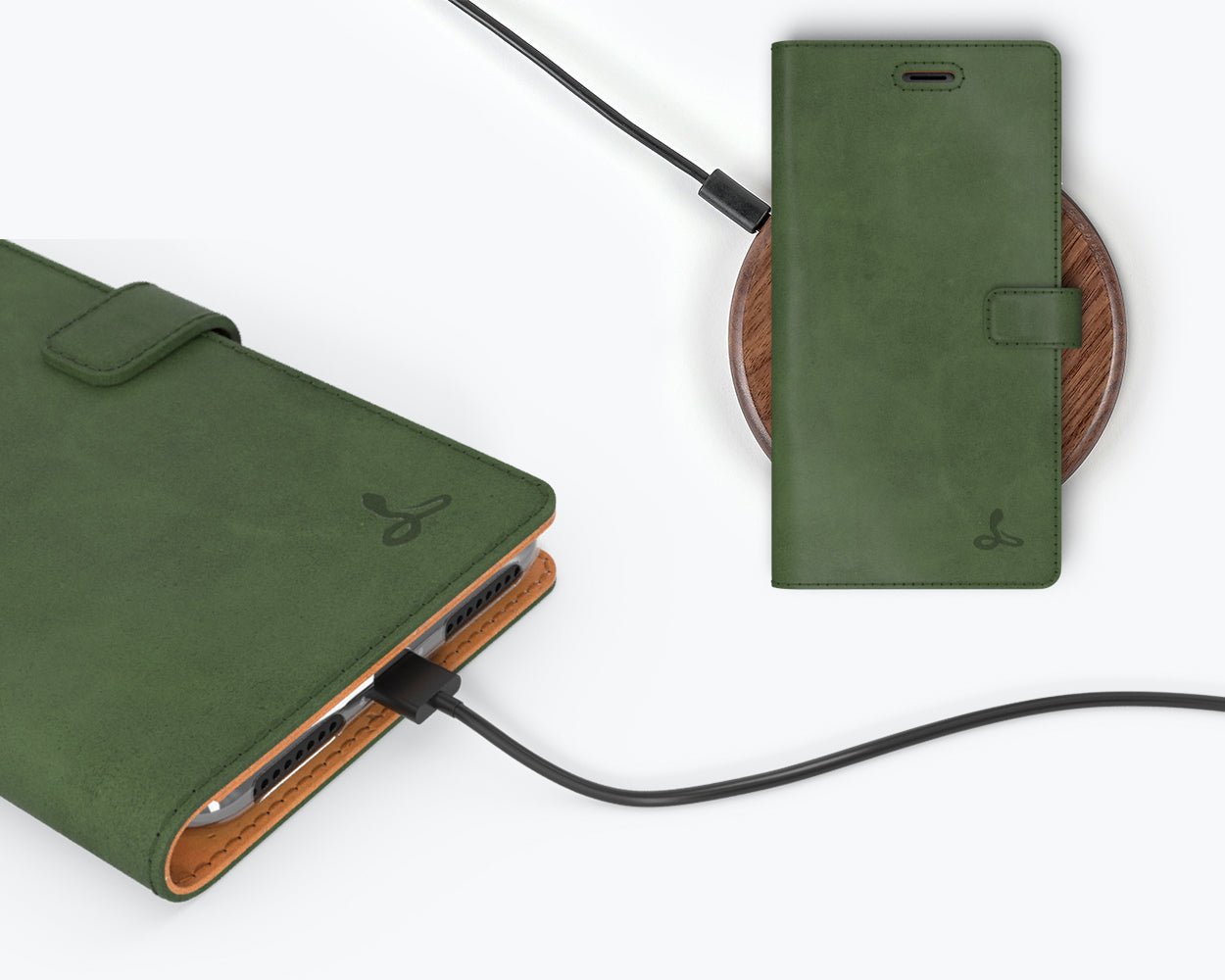 Vintage Leather Wallet - Apple iPhone 8 Plus Bottle Green Apple iPhone 8 Plus - Snakehive UK