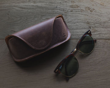 Antique leather glasses case