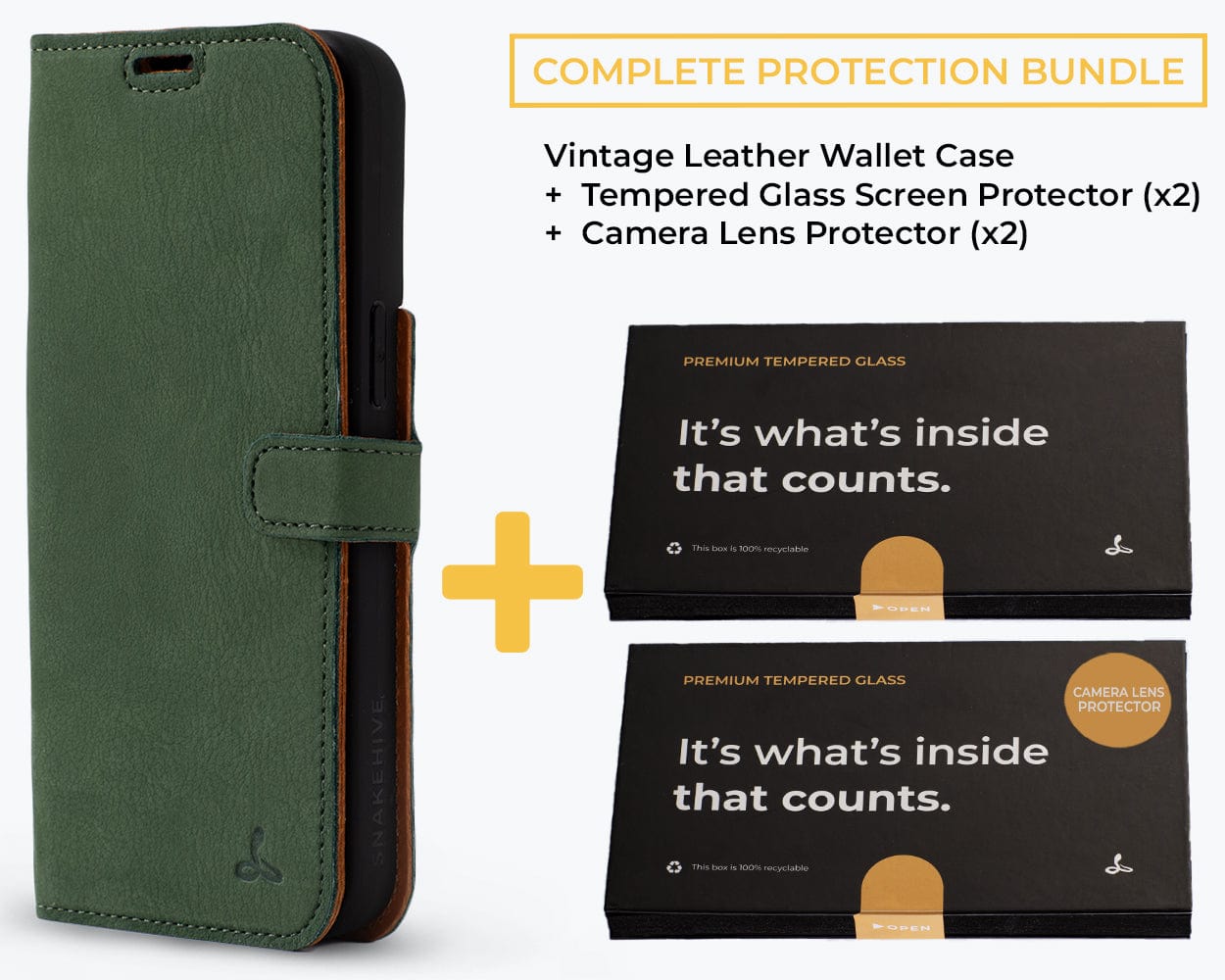 Complete Protection Bundle (Vintage Wallet) - Apple iPhone 15 Pro