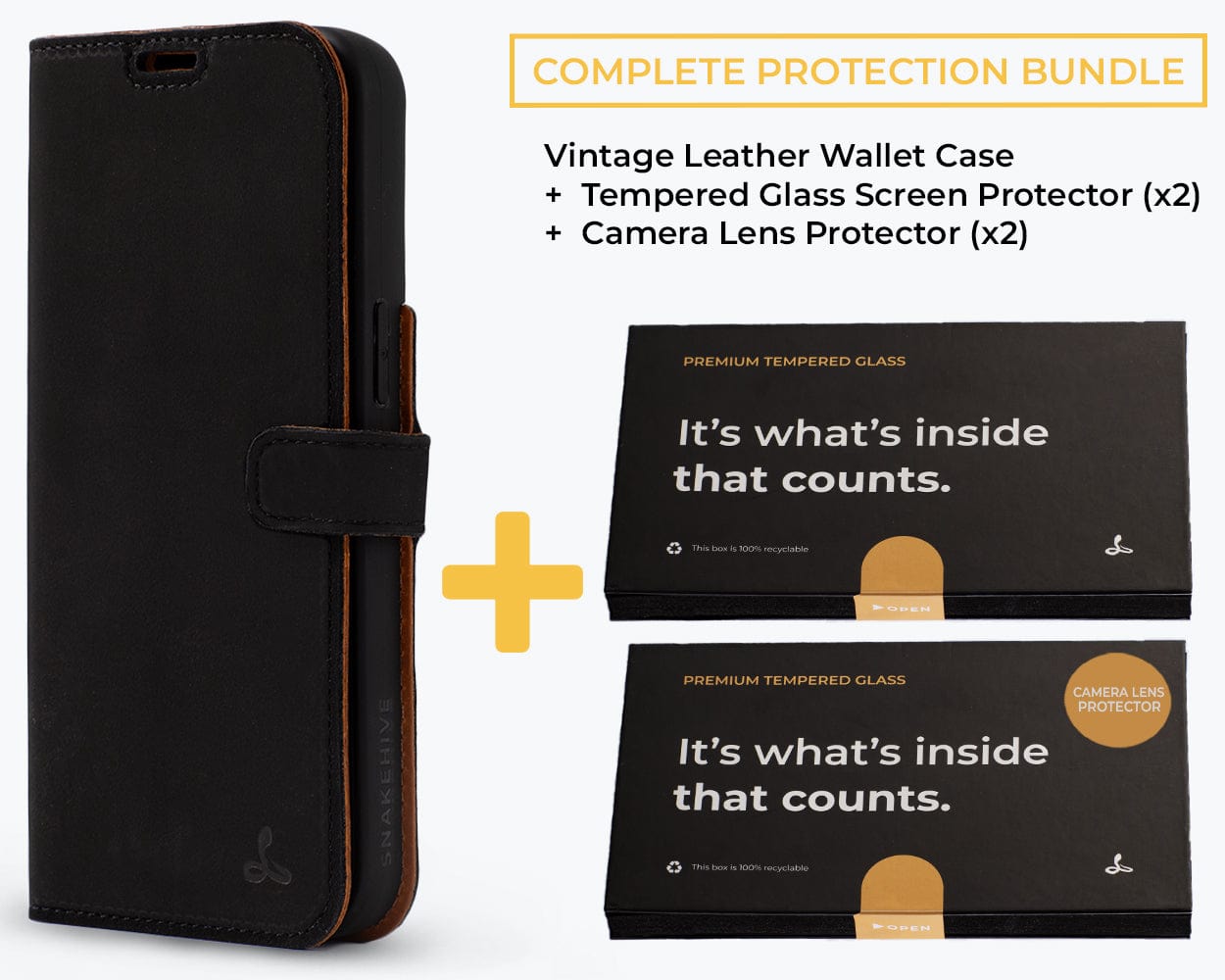 Complete Protection Bundle (Vintage Wallet) - Apple iPhone 12