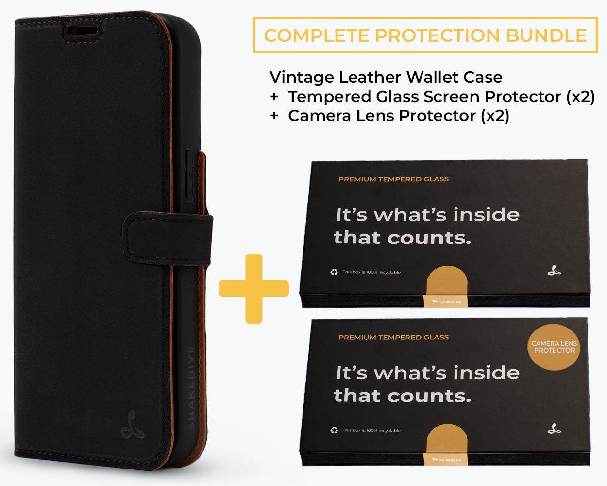 Complete Protection Bundle (Vintage Wallet) - Apple iPhone 12 Pro