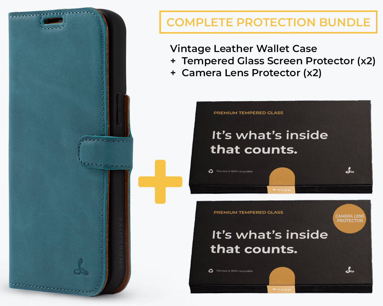 Complete Protection Bundle (Vintage Wallet) - Apple iPhone 14 Pro