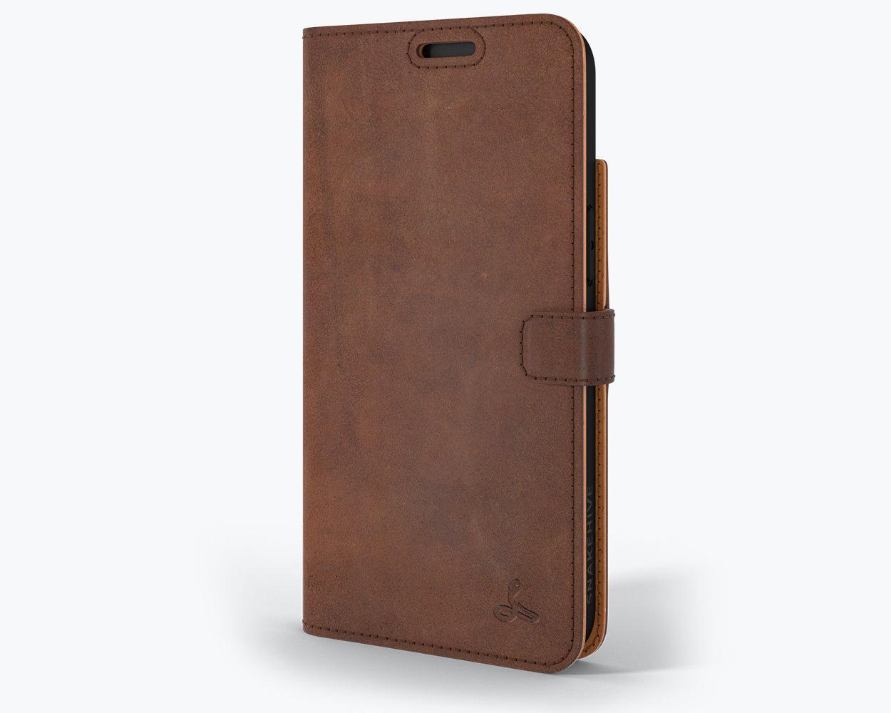 Apple iPhone 14 Plus - Vintage Leather Wallet Chestnut Brown Apple iPhone 14 Plus - Snakehive UK