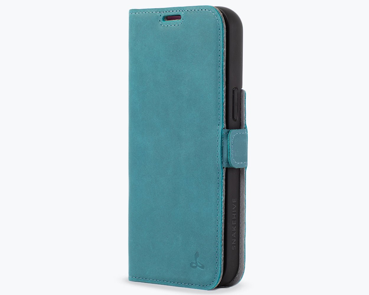 Apple iPhone 15 Pro Max - Vintage Leather Wallet (Side Clasp) Teal Apple iPhone 15 Pro Max - Snakehive UK
