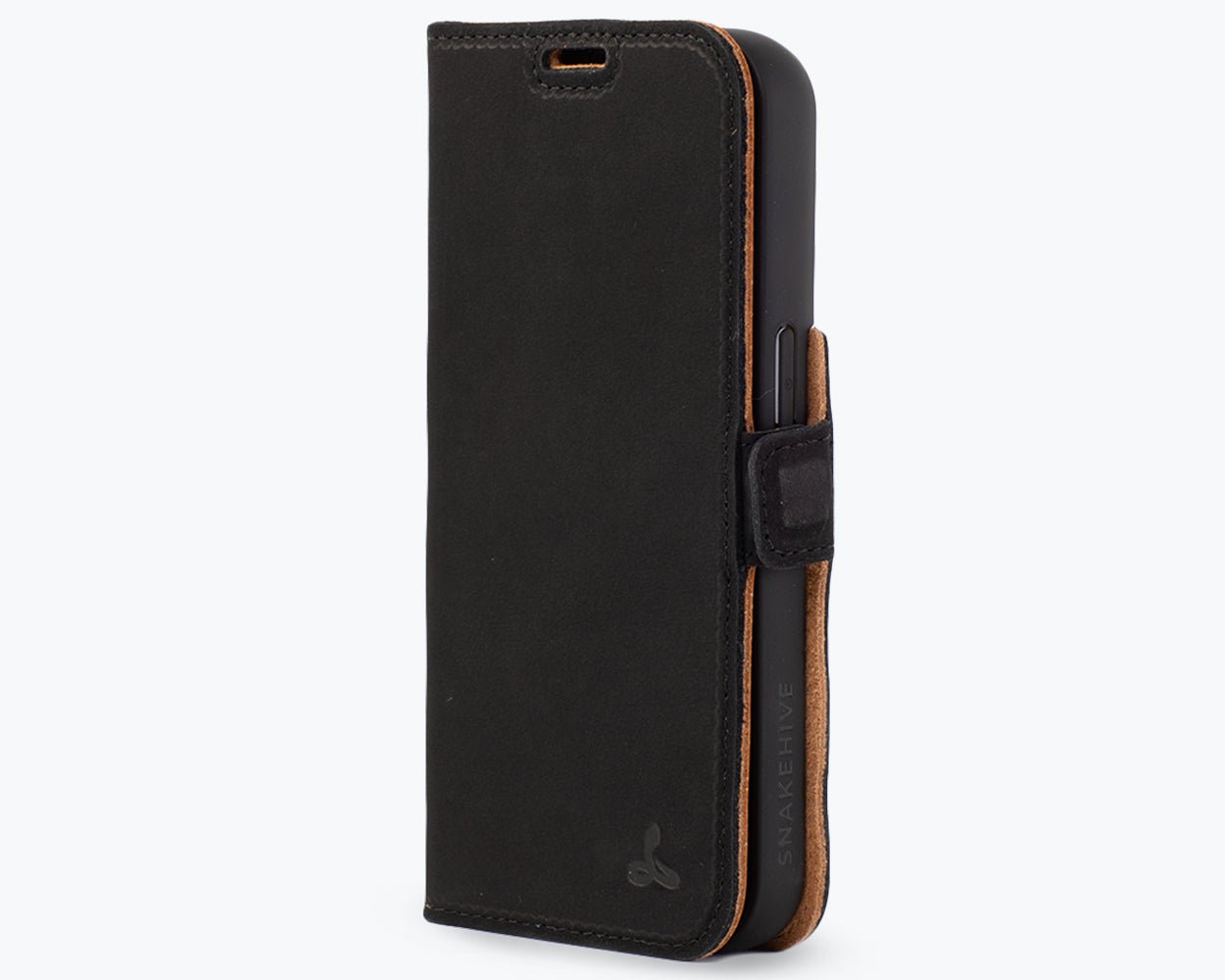 Apple iPhone 15 Pro - Vintage Leather Wallet (Side Clasp) Black Apple iPhone 15 Pro - Snakehive UK