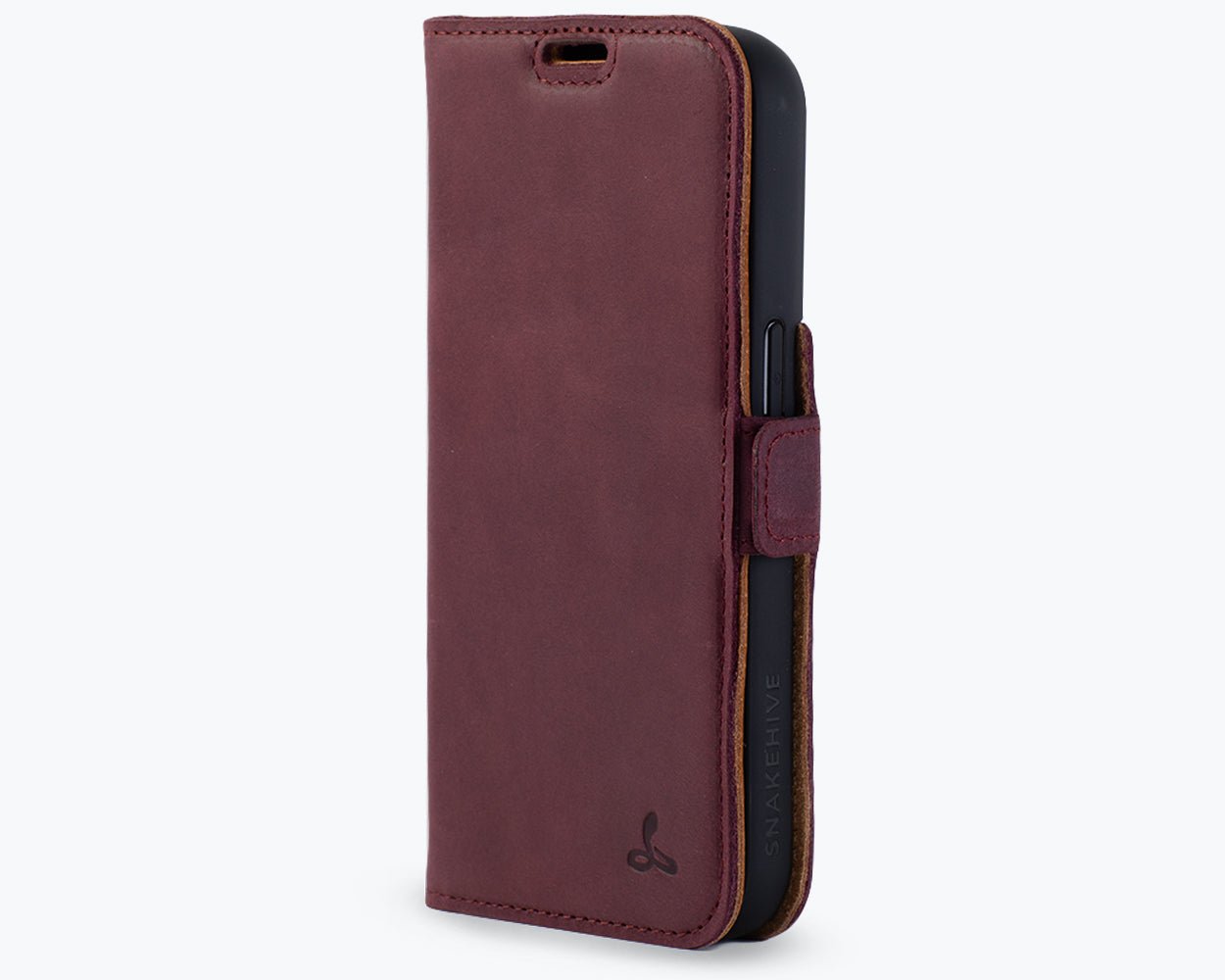 Apple iPhone 15 Pro - Vintage Leather Wallet (Side Clasp) Plum Apple iPhone 15 Pro - Snakehive UK