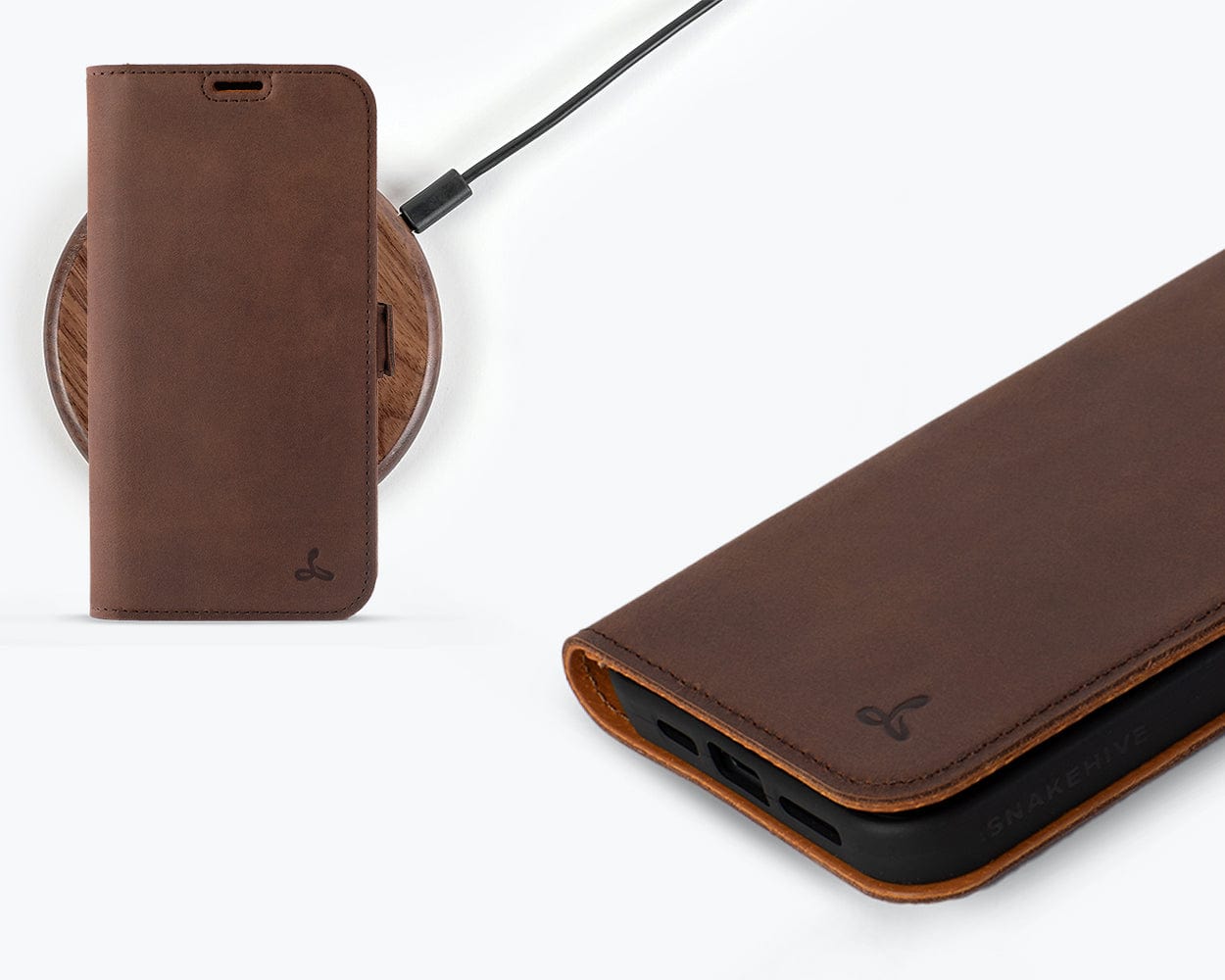 Apple Iphone 15 Plus Vintage Leather Wallet Slim Clasp - Snakehive UK