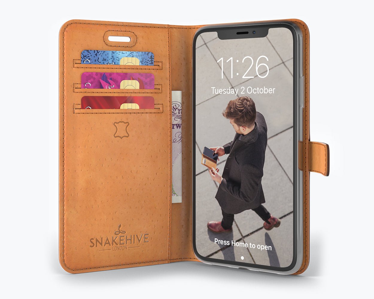 Apple iPhone 11 - Vintage Leather Wallet Grey Apple iPhone 11 - Snakehive UK