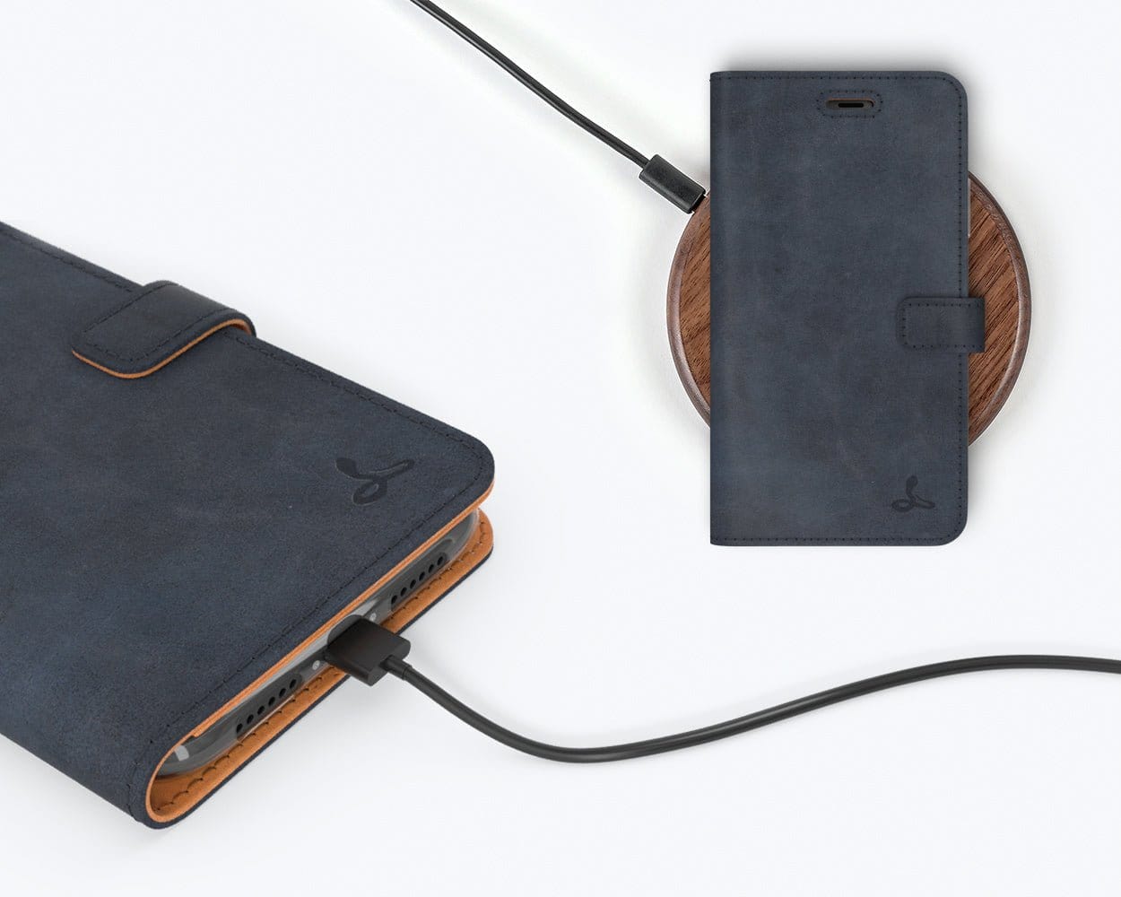 Apple iPhone 11 - Vintage Leather Wallet Grey Apple iPhone 11 - Snakehive UK