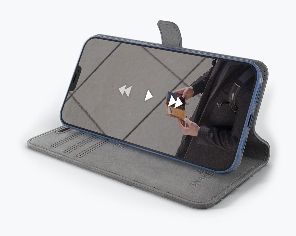 Apple iPhone 12 Pro - Vintage Leather Wallet (Almost Perfect) Grey Apple iPhone 12 Pro - Snakehive UK