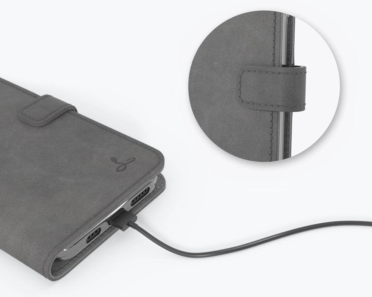 Apple iPhone 12 Pro - Vintage Leather Wallet (Almost Perfect) Grey Apple iPhone 12 Pro - Snakehive UK