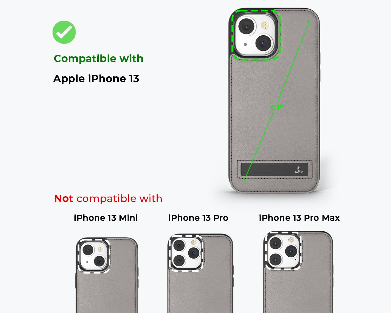Apple iPhone 13 - Metro Leather Case Pebble Grey Apple iPhone 13 - Snakehive UK