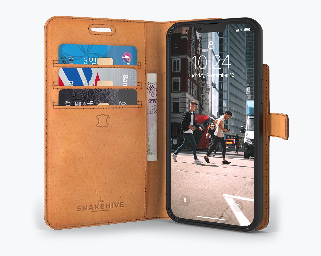 Apple iPhone 13 Mini - Vintage Leather Wallet Teal Apple iPhone 13 Mini - Snakehive UK