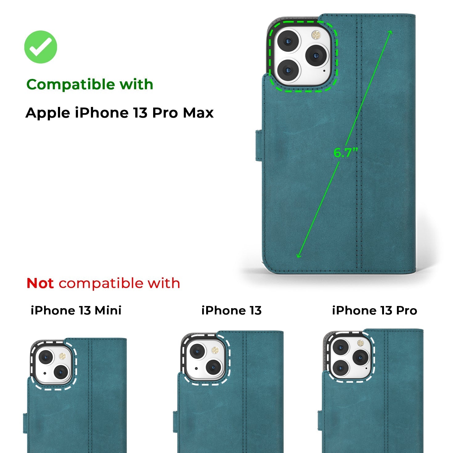 Apple iPhone 13 Pro Max - Vintage Leather Wallet (Almost Perfect) Teal Apple iPhone 13 Pro Max - Snakehive UK