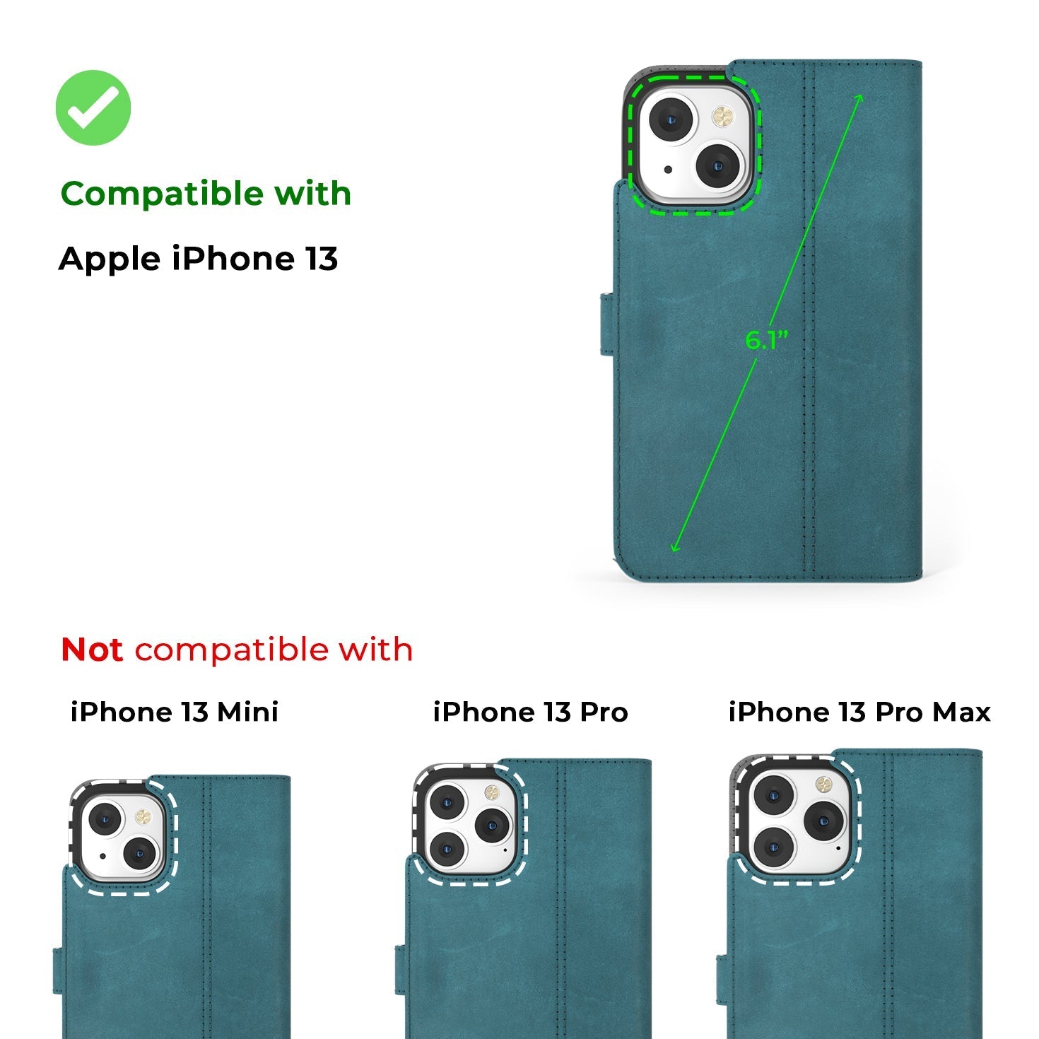 Apple iPhone 13 - Vintage Leather Wallet (Almost Perfect) Teal Apple iPhone 13 - Snakehive UK