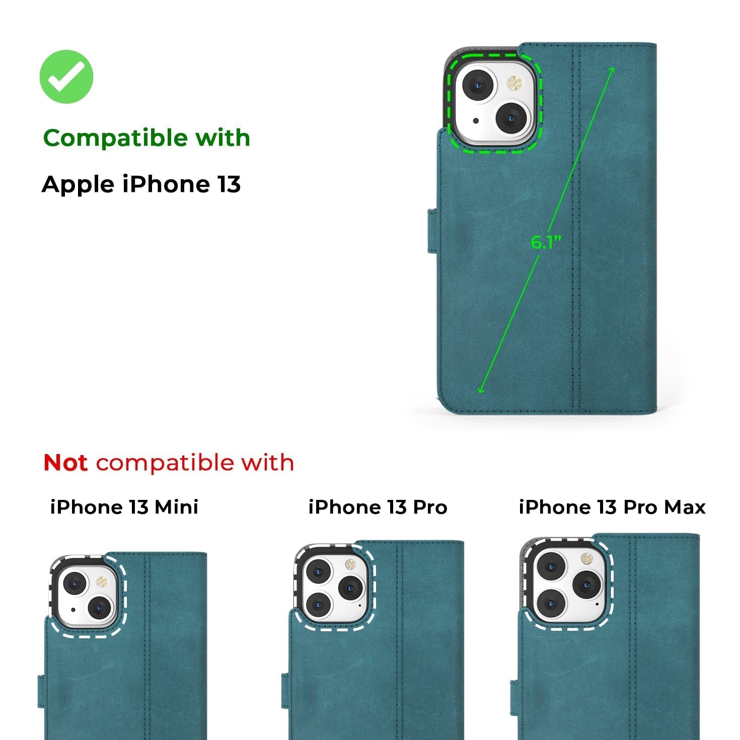 Apple iPhone 13 - Vintage Leather Wallet (Almost Perfect) Teal Apple iPhone 13 - Snakehive UK