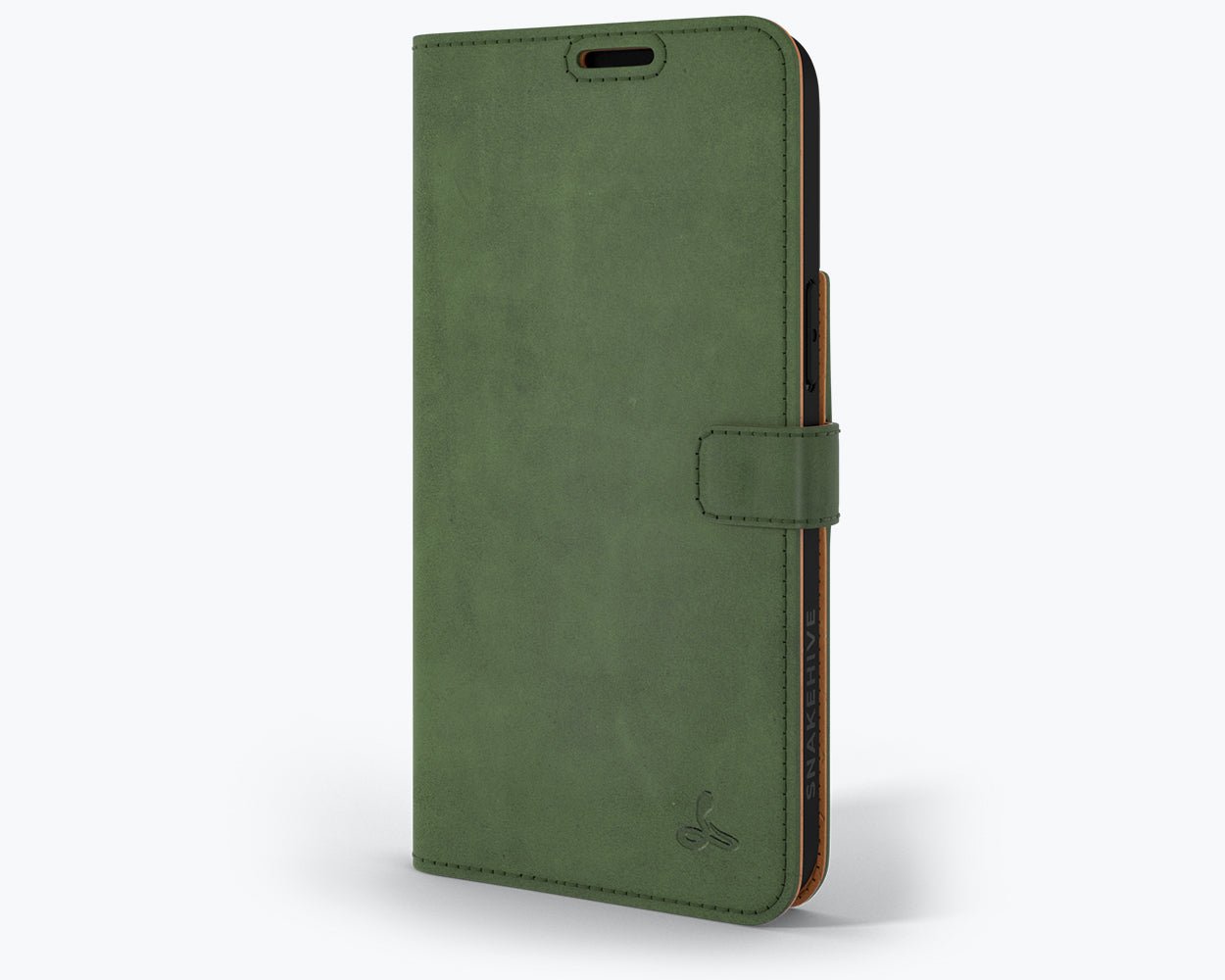 Apple iPhone 14 Pro Max - Vintage Leather Wallet Bottle Green Apple iPhone 14 Pro Max - Snakehive UK