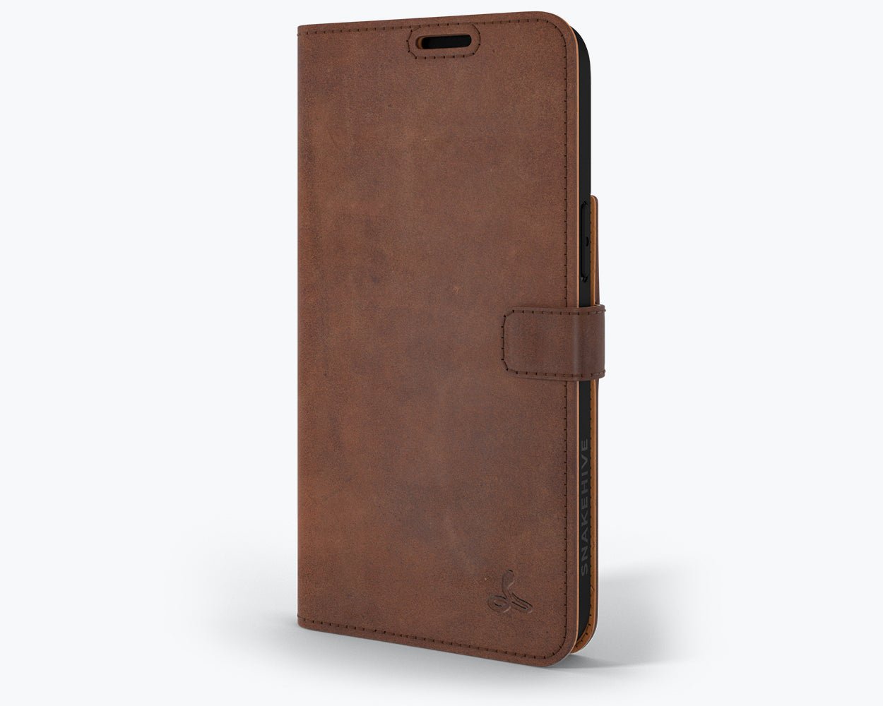 Apple iPhone 14 Pro Max - Vintage Leather Wallet Chestnut Brown Apple iPhone 14 Pro Max - Snakehive UK
