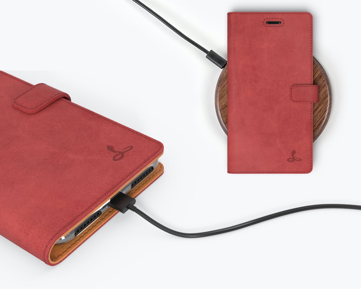 Apple iPhone 7 Plus - Vintage Leather Wallet (Almost Perfect) Red Apple iPhone 7 Plus - Snakehive UK