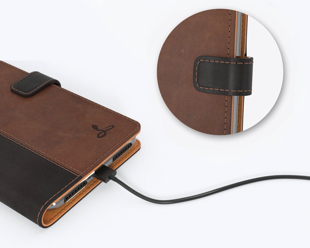 Apple iPhone 7 Plus - Vintage Two Tone Leather Wallet (Almost Perfect) TT Black/Plum Apple iPhone 7 Plus - Snakehive UK