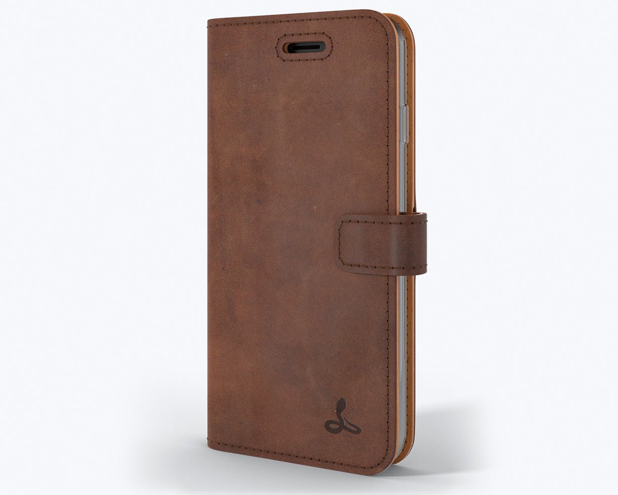 Apple iPhone 7 - Vintage Leather Wallet (Almost Perfect) Chestnut Brown Apple iPhone 7 - Snakehive UK