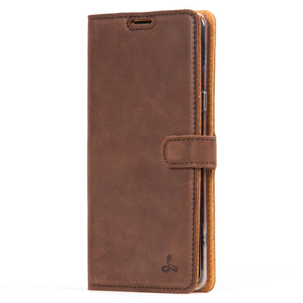 Samsung Galaxy S10 5G - Vintage Leather Wallet (Almost Perfect) Chestnut Brown Samsung Galaxy S105G - Snakehive UK