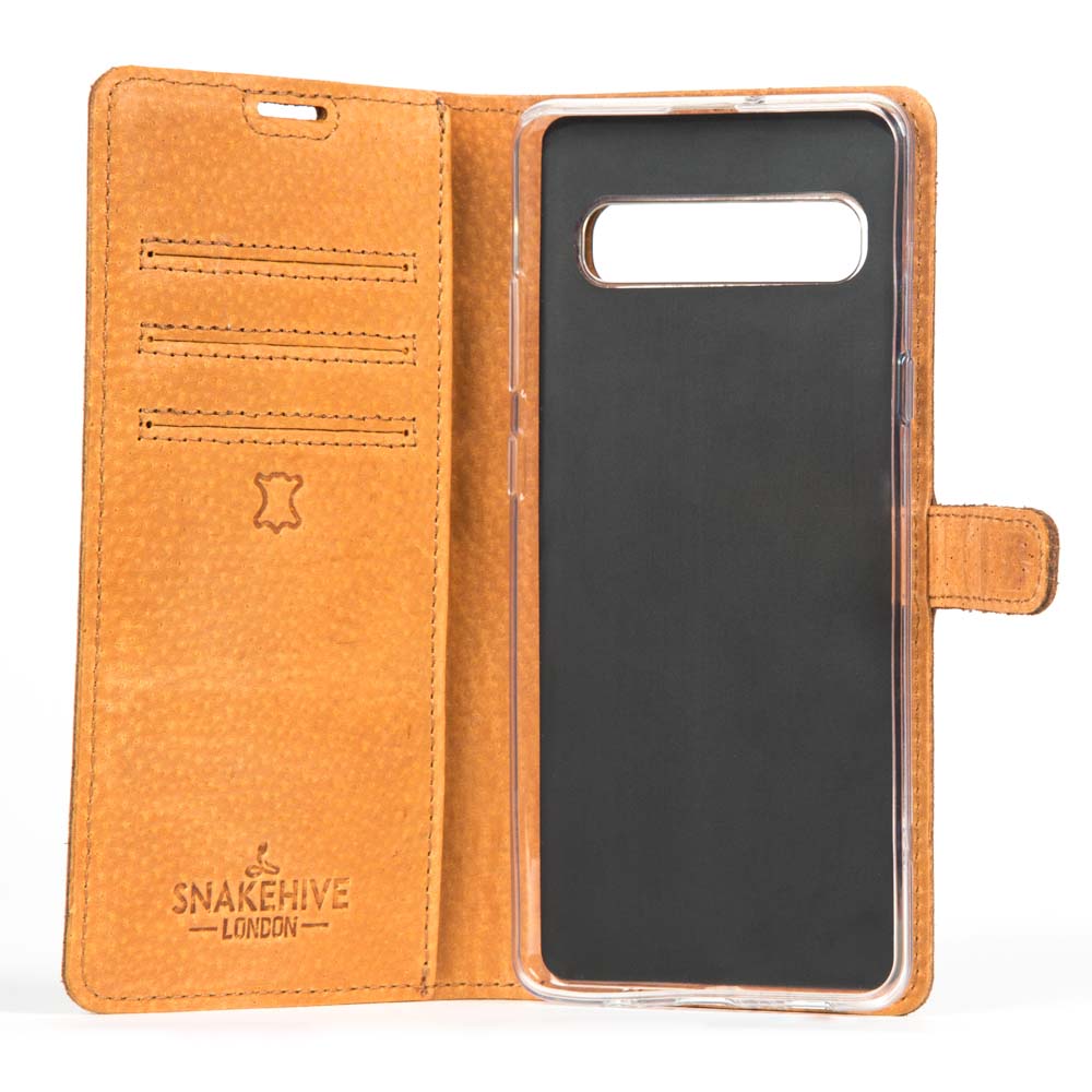 Samsung Galaxy S10 5G - Vintage Leather Wallet (Almost Perfect) Honey Gold Samsung Galaxy S105G - Snakehive UK
