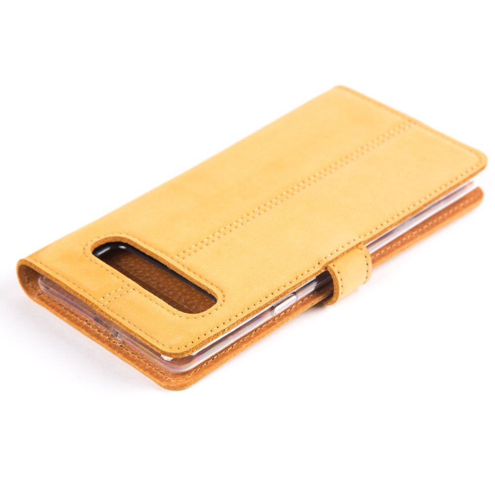 Samsung Galaxy S10 5G - Vintage Leather Wallet Honey Gold Samsung Galaxy S105G - Snakehive UK