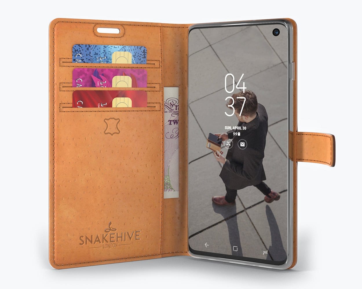 Samsung Galaxy S10 Plus - Vintage Leather Wallet (Almost Perfect) Honey Gold Samsung Galaxy S10 Plus - Snakehive UK