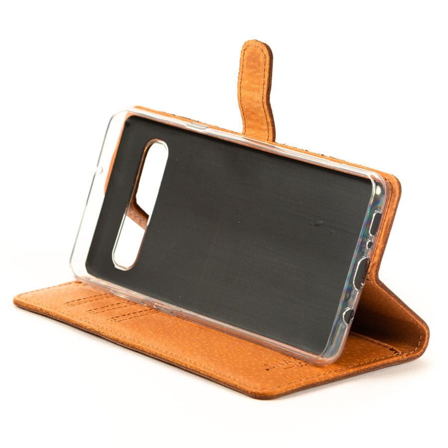 Samsung Galaxy S10 - Vintage Leather Wallet (Almost Perfect) Honey Gold Samsung Galaxy S10 - Snakehive UK