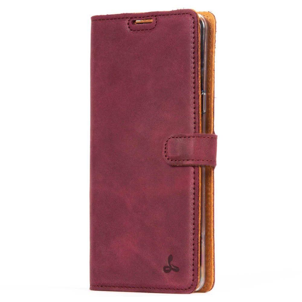 Samsung Galaxy S10 - Vintage Leather Wallet (Almost Perfect) Plum Samsung Galaxy S10 - Snakehive UK