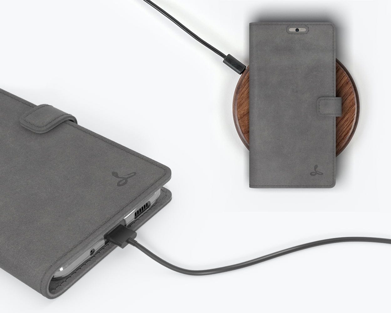 Samsung Galaxy S20 FE - Vintage Leather Wallet (Almost Perfect) Grey - Snakehive UK