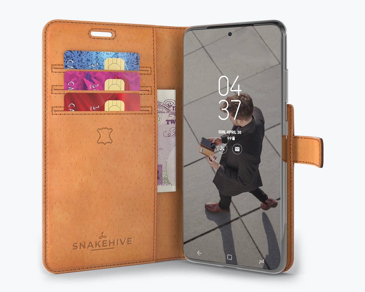 Samsung Galaxy S21 Ultra - Vintage Leather Wallet Grey Samsung Galaxy S21 Ultra - Snakehive UK
