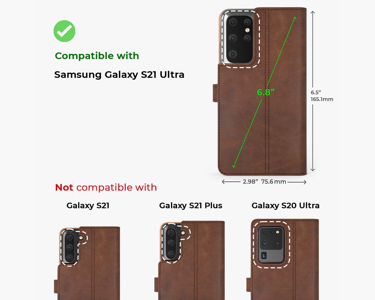 Samsung Galaxy S21 Ultra - Vintage Leather Wallet Grey Samsung Galaxy S21 Ultra - Snakehive UK