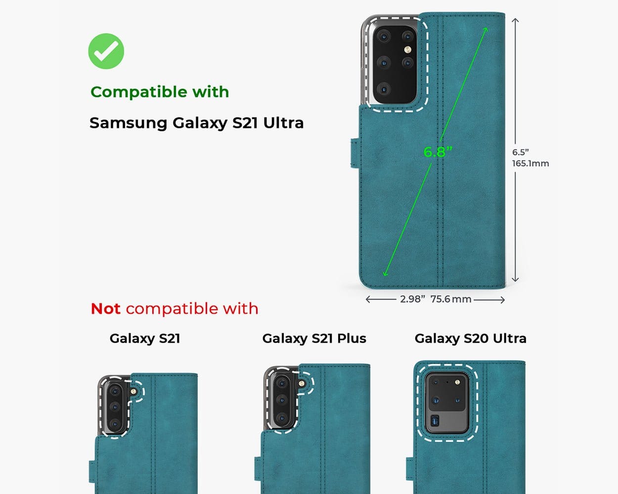 Samsung Galaxy S21 Ultra - Vintage Leather Wallet Grey Samsung Galaxy S21 Ultra - Snakehive UK