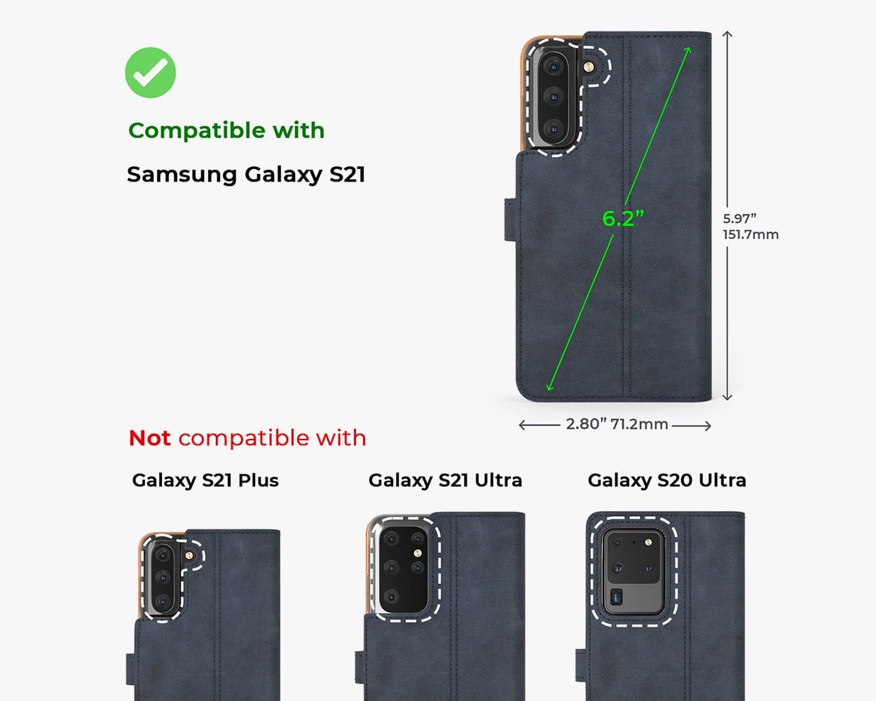 Samsung Galaxy S21 - Vintage Leather Wallet (Almost Perfect) Grey Samsung Galaxy S21 - Snakehive UK