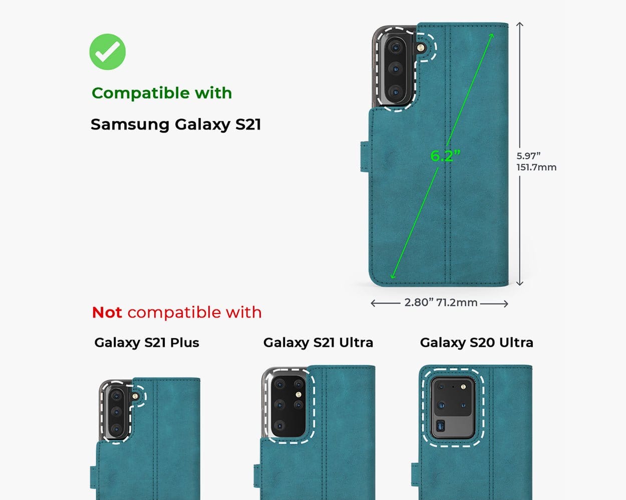 Samsung Galaxy S21 - Vintage Leather Wallet (Almost Perfect) Grey Samsung Galaxy S21 - Snakehive UK