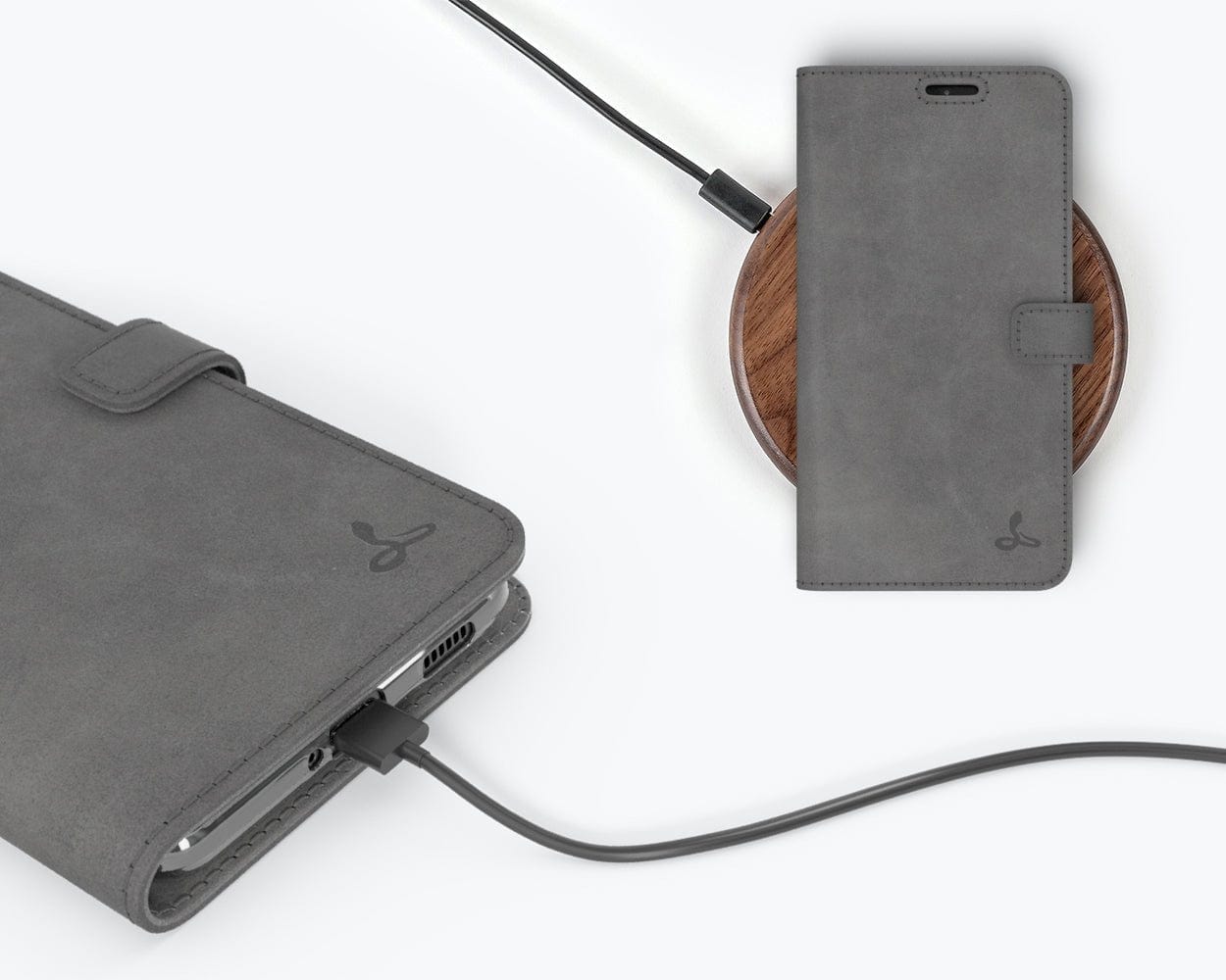 Samsung Galaxy S21 - Vintage Leather Wallet (Almost Perfect) Grey Samsung Galaxy S21 - Snakehive UK
