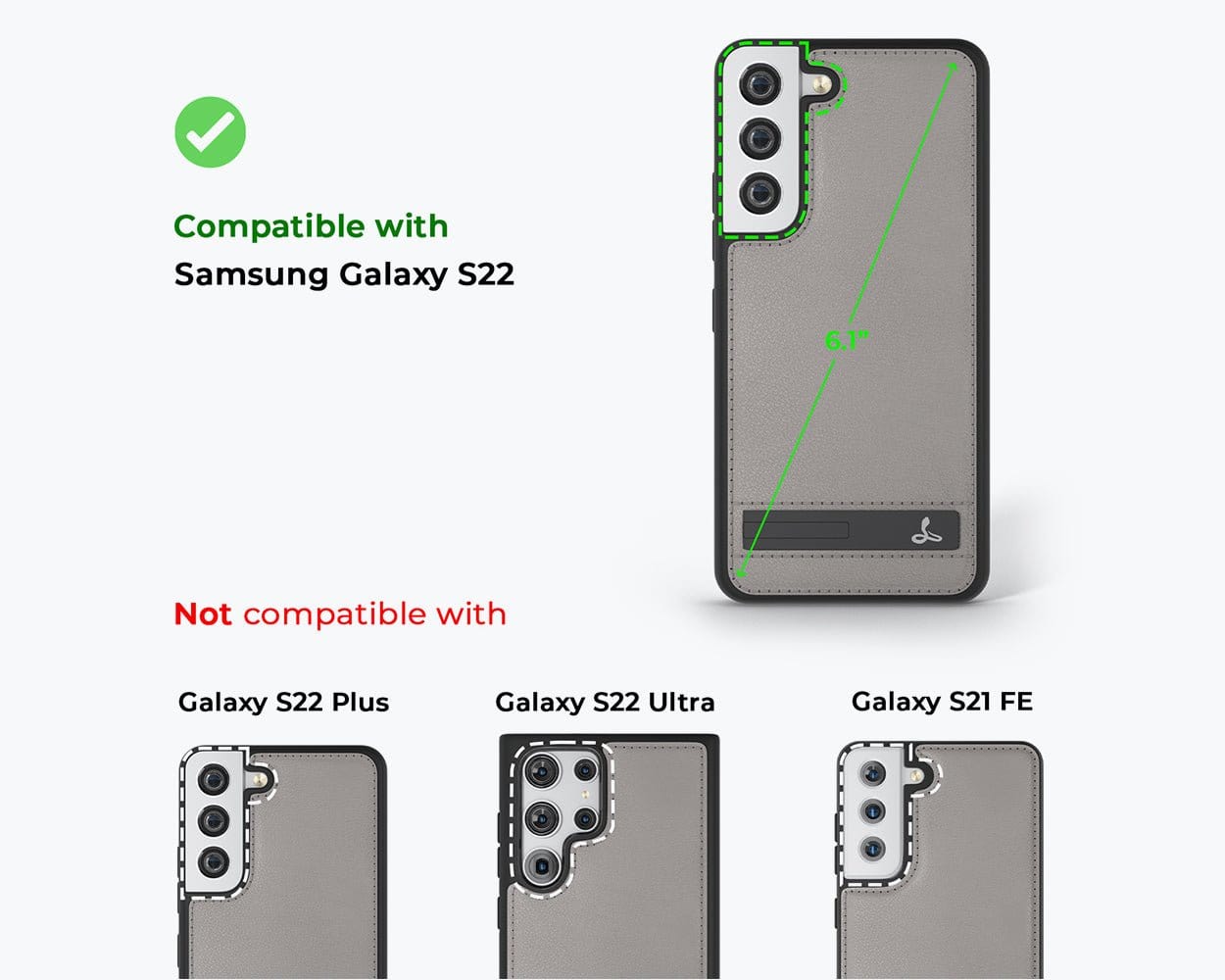 Samsung Galaxy S22 - Metro Leather Case Pebble Grey Samsung Galaxy S22 - Snakehive UK