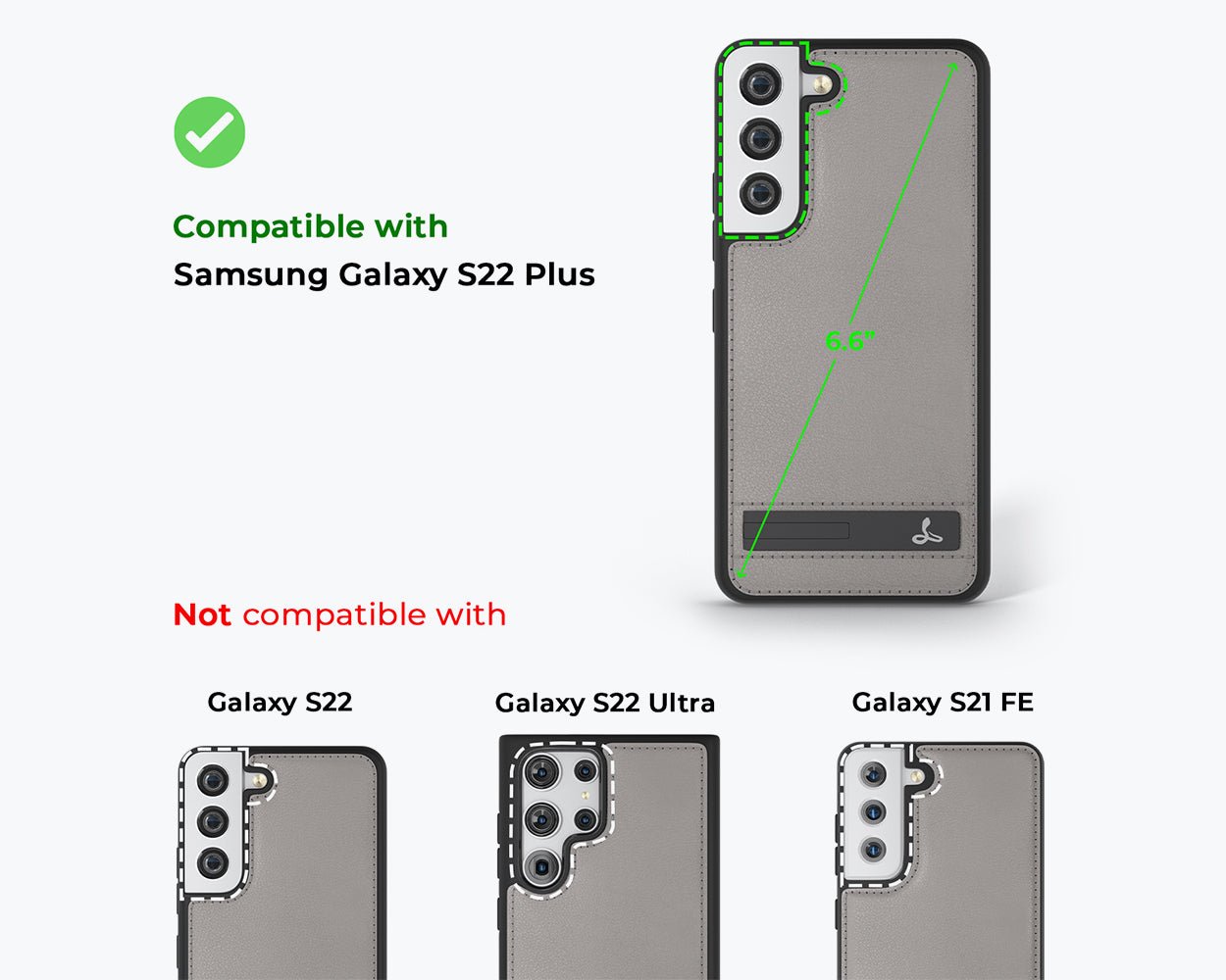 Samsung Galaxy S22 Plus - Metro Leather Case Pebble Grey Samsung Galaxy S22 Plus - Snakehive UK