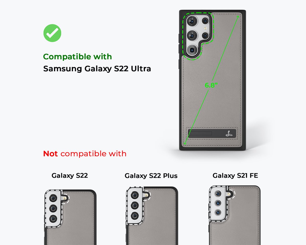 Samsung Galaxy S22 Ultra - Metro Leather Case Pebble Grey Samsung Galaxy S22 Ultra - Snakehive UK