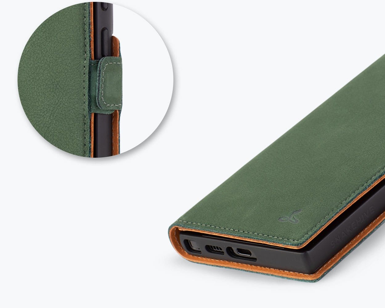 Samsung Galaxy S23 Ultra - Vintage Leather Wallet (Side Clasp Bottle Green Samsung Galaxy S23 Ultra - Snakehive UK